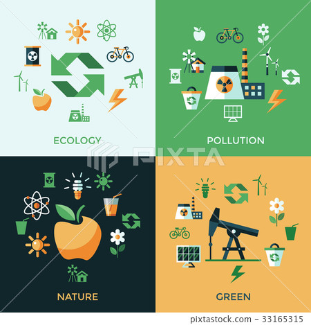 Digital vector green ecology icons 33165315