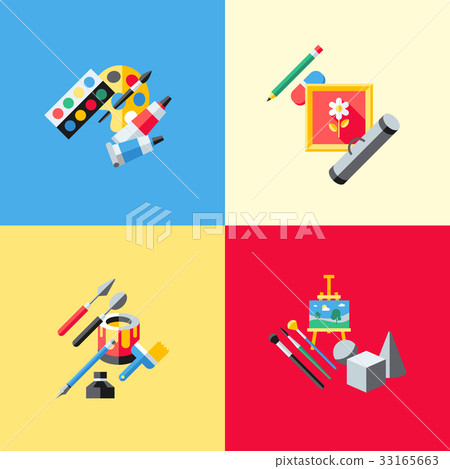 Digital vector blue red artist - Stock Illustration [33165663] - PIXTA