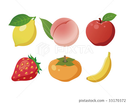 結果實蘋果桃子檸檬草莓草莓香蕉 33170372