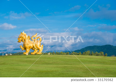 Singha statue at Singha Park, Chiangrai, Thailand. 33170562