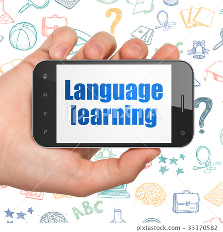 Learning concept: Hand Holding Smartphone with 33170582