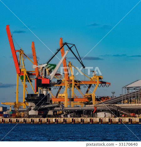 Yellow cargo cranes Yellow cargo cranes 33170640