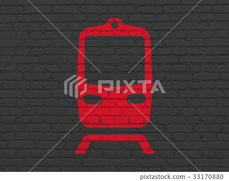 Tourism concept: Train on wall background Tourism concept: Train on wall background 33170880