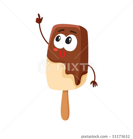 Smiling ice cream on stick, popsicle character 33173632