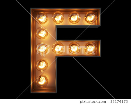 Light bulb alphabet character F font 33174173