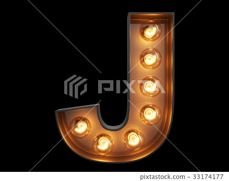 Light bulb alphabet character J font 33174177
