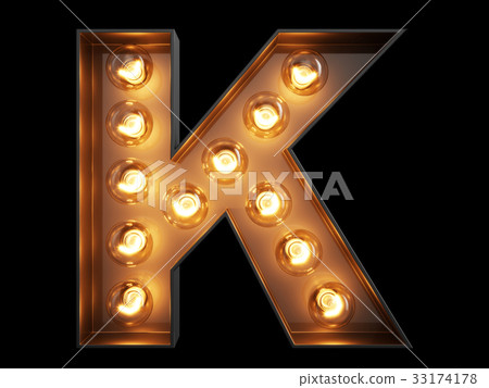 Light bulb alphabet character K font 33174178