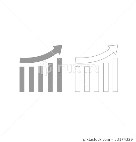 Growing graph grey set icon . Growing graph grey set icon . 33174329