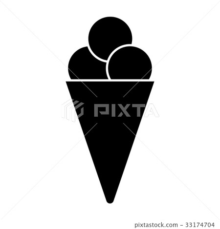 Ice cream cone black color icon . 33174704