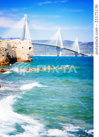 View of Patras and Rio Antirrio bridge 33175136