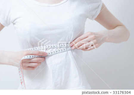 Woman, white background in T-shirt 33176304