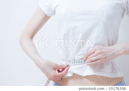 Woman, white background in T-shirt Woman, white background in T-shirt 33176306