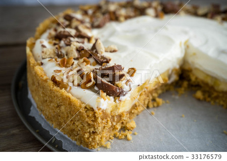 Banoffy pie on a dish. Banoffy pie on a dish. 33176579