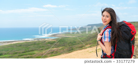 young student backpacker going to hiking young student backpacker going to hiking 33177279