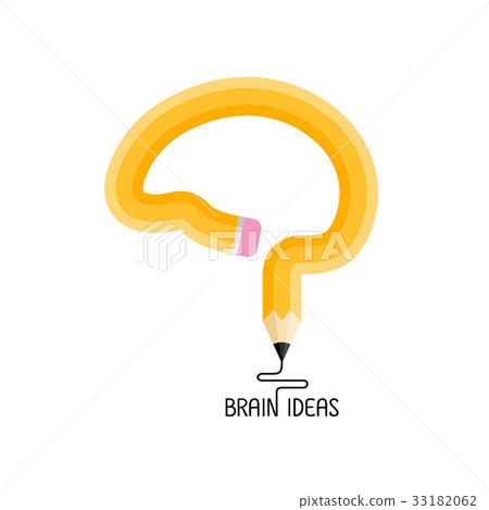 Yellow pencil in the shape of a human brain.  33182062