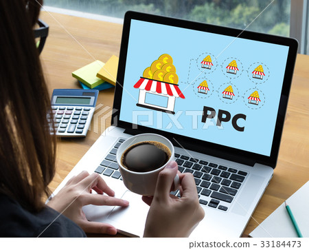 PPC - Pay Per Click concept Businessman working  33184473