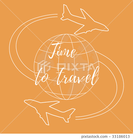 illustration of aircraft flying around the globe 33186013