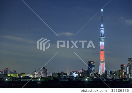 Cityscape Tokyo Sky Tree Candle Tree Light Up Night View 33186586