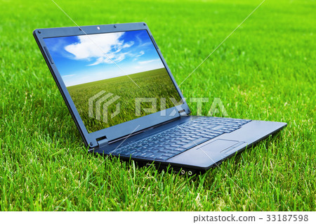 Laptop on grass 33187598
