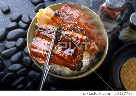 Japanese eel grilled with rice or Unagi don. 33187783