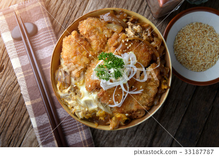 Katsudon or Japanese style fried pork. 33187787