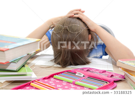 Cute teenager with books on white background Cute teenager with books on white background 33188325