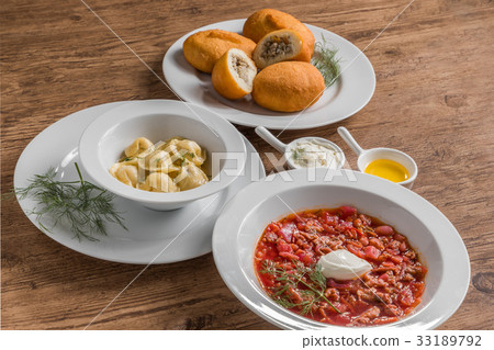 Russian cuisine (Piroshki / Pelmeni / Borscht) piroshki and Russian cuisine 33189792