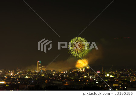 Takamatsu cityscape Fireworks of 2017 Takamatsu Festival (with image synthesis processing) 33190196