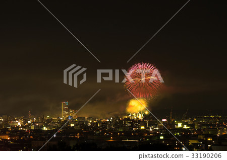 Takamatsu cityscape Fireworks of 2017 Takamatsu Festival (with image synthesis processing) 33190206