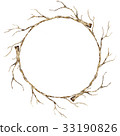 Watercolor wreath of dry autumn/winter branches 33190826