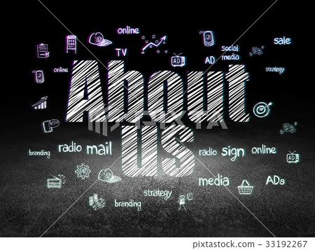 Advertising concept: About Us in grunge dark room 33192267