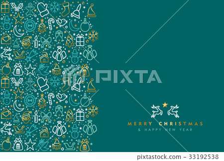 Christmas and new year gold icon greeting card Christmas and new year gold icon greeting card 33192538