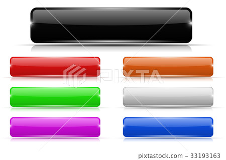 Colored buttons. Glass rectangular icons - Stock Illustration [33193163 ...