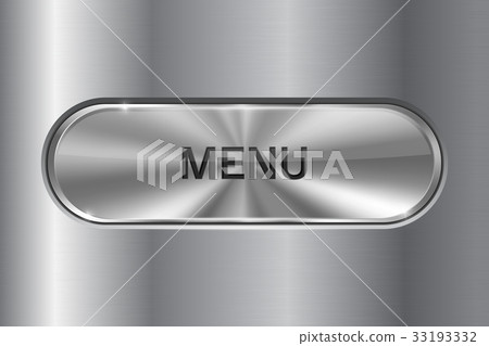Metal oval button on stainless steel background 33193332