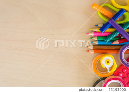 Back to school stationery on wooden background 33193900