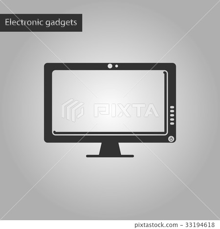 black and white style icon computer monitor 33194618