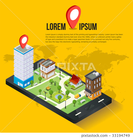 3d isometric mobile GPS navigation concept - Stock Illustration ...