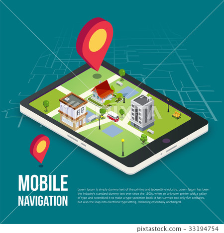3d isometric mobile GPS navigation concept 33194754