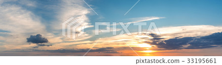 Vibrant color panoramic sun rise and sun set sky. 33195661