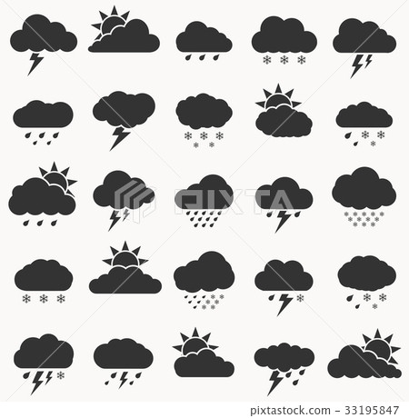 Set weather icon black color on white background - Stock Illustration ...
