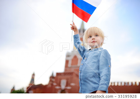Cute little boy with russian flag  33195928