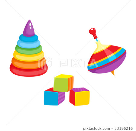 Vector toys - pyramid, cubic blocks, whirligig toy Vector toys - pyramid, cubic blocks, whirligig toy 33196216