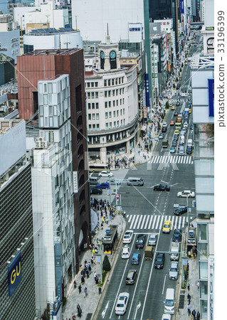銀座中央多里和銀座4丁目附近的城市景觀 銀座中央多里和銀座4丁目附近的城市景觀 33196399