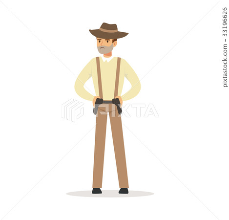 Mafia man character in brown fedora hat holding 33196626