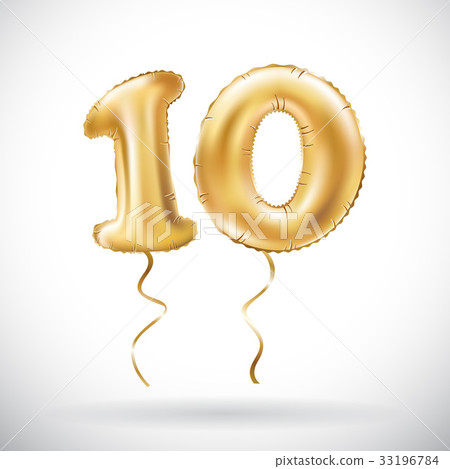 vector Golden number 10 ten metallic balloon party vector Golden number 10 ten metallic balloon party 33196784