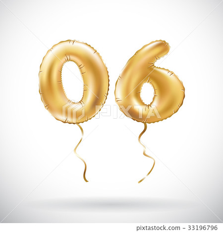 vector Golden number 06 zero six metallic balloon 33196796