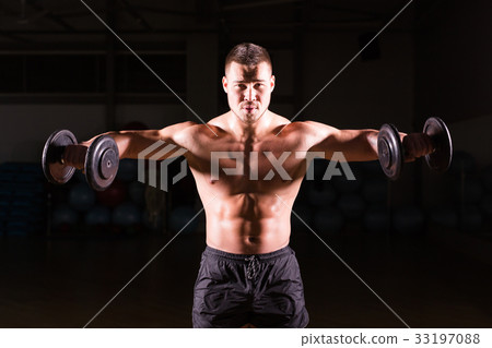 Handsome power athletic guy bodybuilder doing Handsome power athletic guy bodybuilder doing 33197088