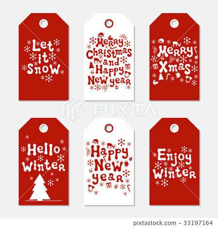 Christmas and New Year gift tags. Cards xmas set 33197164
