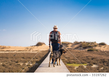 Outdoors lifestyle image of travelling man with 33197262