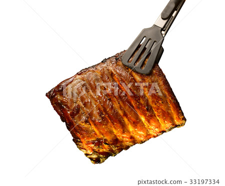 Grilled pork ribs isolated on white background Grilled pork ribs isolated on white background 33197334